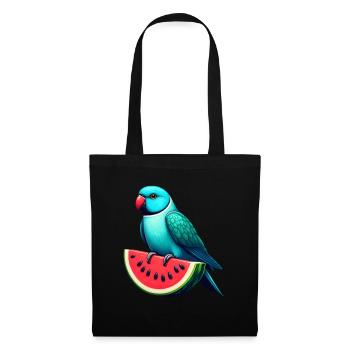 Indischer Ringhals Papagei Wassermelone - Stoffbeutel - Schwarz - Vorne