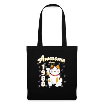 1988 Anniversaire Génial depuis Cat Maneki neko - Sac en tissu - noir - Devant