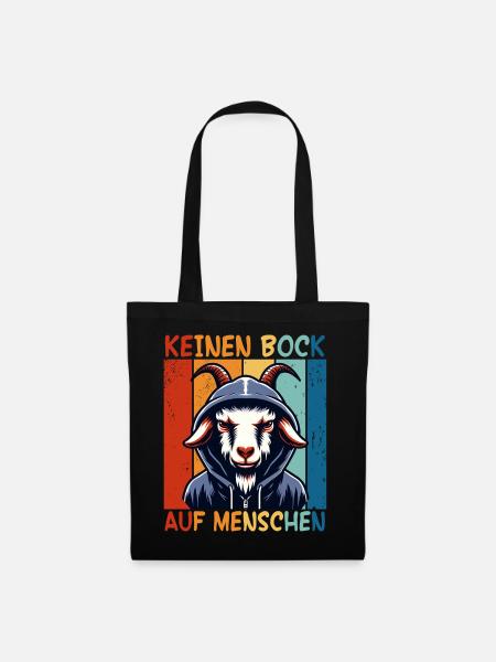 Schwarzer Humor Keinen Bock Auf Menschen Sarkasmus - Stoffbeutel - Schwarz