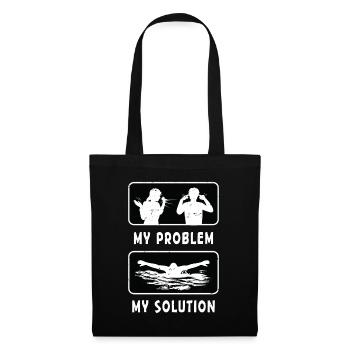 Nageur Mon problème Ma solution Pictogramme Papa Maman - Sac en tissu - noir - Devant