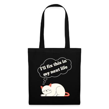 Drôle de chat avec un dicton amusant - Sac en tissu - noir - Devant