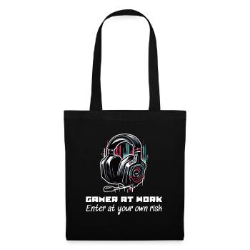 Gamer at work Enter at your own risk Beruf Arbeit - Tote Bag - black - Front