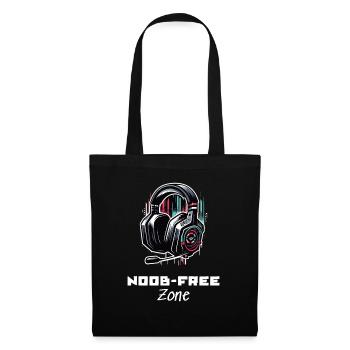 Noob Free Zone Gamer Sprüche Shirt - Stoffbeutel - Schwarz - Vorne