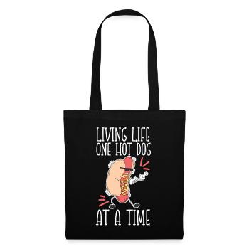 Hot Dog Adult Living Life One Hot - Tote Bag - black - Front