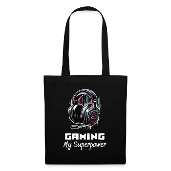 Gaming My Superpower Shirt Street Art Style - Stoffbeutel - Schwarz - Vorne
