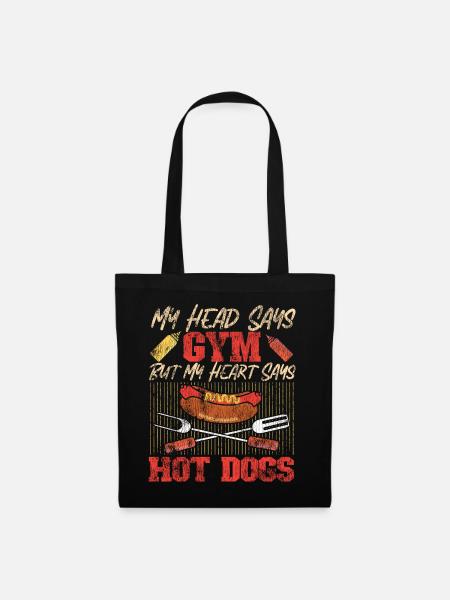 Hot Dog Adult Vintage My Head Says - Stoffbeutel - Schwarz