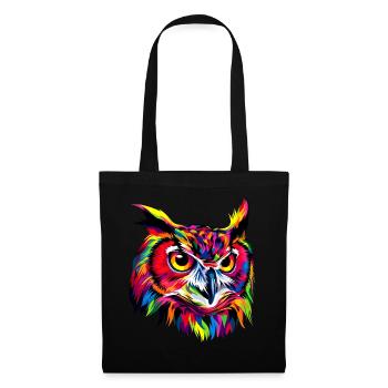 Hibou coloré arc-en-ciel couleurs pop art hibou hibou grand-duc hibou hibou hibou - Sac en tissu - noir - Devant