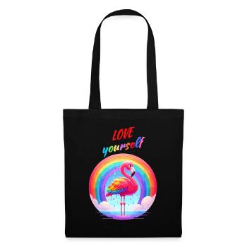 Mois de la fierté Flamingo Rainbow Love Yourself Fun - Sac en tissu - noir - Devant