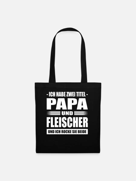 Zwei Titel Papa Und Fleischer Vater Metzger - Stoffbeutel - Schwarz