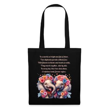 Pride Elephants Love Couple with Poem - Tote Bag - black - Front