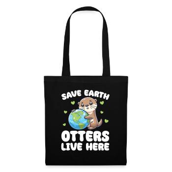 Rettet die Erde Otters leben hier Earth Day - Stoffbeutel - Schwarz - Vorne
