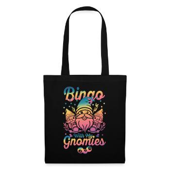 Bingo Mit Meinen Gnomies Lustiges Bingo - Stoffbeutel - Schwarz - Vorne