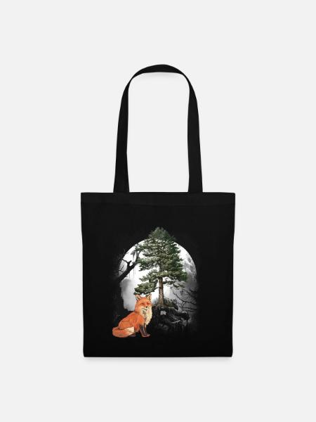 Fuchs Füchse Waldbewohner Waldtiere - Stoffbeutel - Schwarz