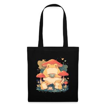 Frogs With Tea Toadstool Cottagecore Leaves - Tote Bag - black - Front