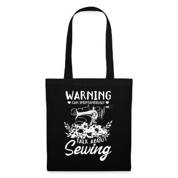Warning can spontaneously talk about sewing - Funn - Tote Bag - black - Front