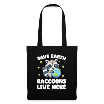 Save the Earth Raccoons live here Earth Day - Tote Bag - black - Front