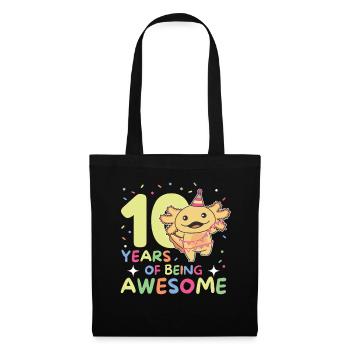 Axolotl zum 10. Geburtstag Kinder zehn Jahre alt - Stoffbeutel - Schwarz - Vorne