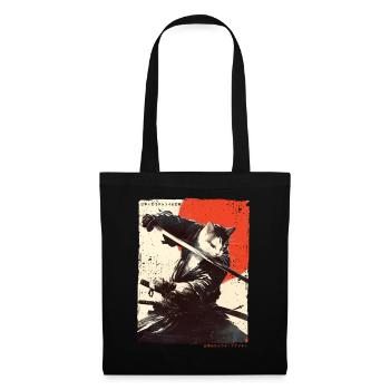 Chat samouraï Kawaii Chat ninja japonais - Sac en tissu - noir - Devant