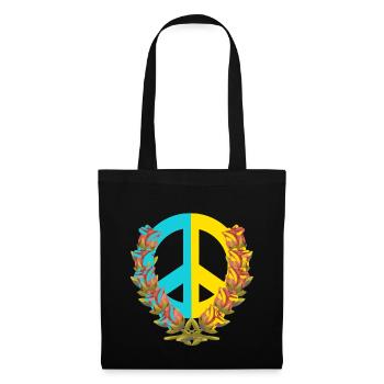 Paix Paix Ukraine Roses Fleurs Signe de la paix - Sac en tissu - noir - Devant