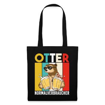 Otter Normalverbraucher Lustiger Bier Spruch Retro - Stoffbeutel - Schwarz - Vorne