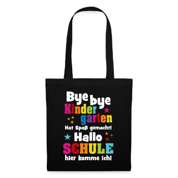 Kindergarten Einschulung Schulkind Schule Geschenk - Stoffbeutel - Schwarz - Vorne
