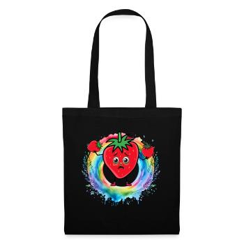 Regenbogen Erdbeeren Erdbeere Obst Früchte - Stoffbeutel - Schwarz - Vorne