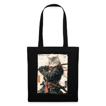 Samurai Cat Kawaii Japanese Ninja Cat - Tote Bag - black - Front