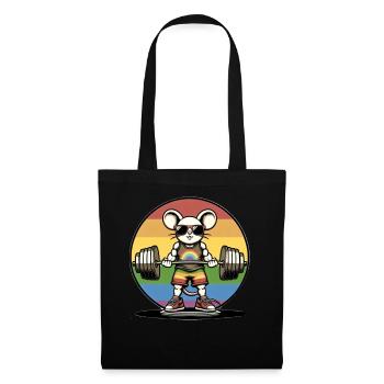 Cool Rainbow Mouse Lifting In The Gym - Tote Bag - black - Front