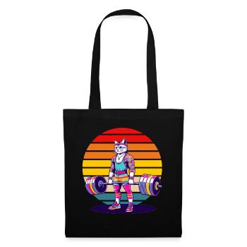 Rainbow Cat Deadlifting in the Gym - Stoffbeutel - Schwarz - Vorne