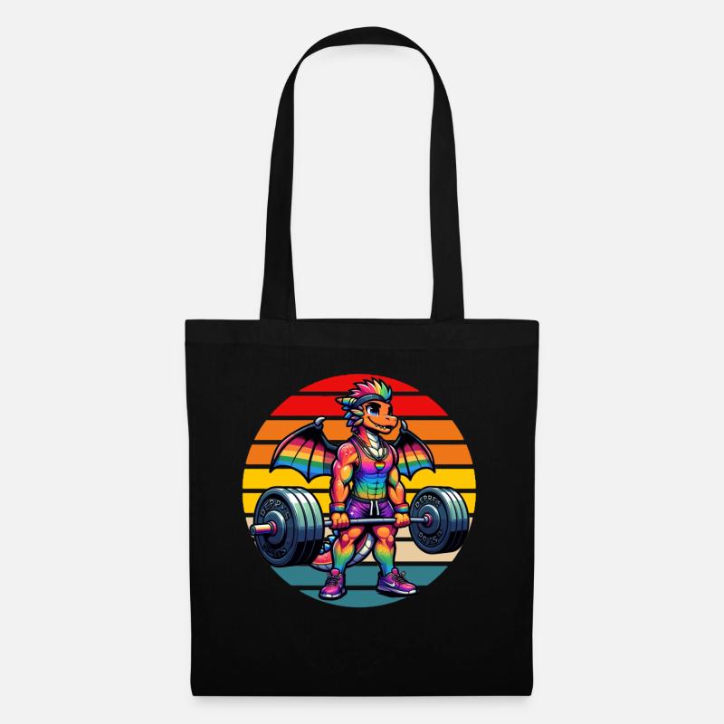 Strong Muscular Rainbow Dragon Lifting - Stoffbeutel - Schwarz
