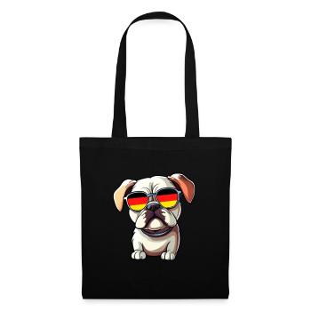 Bulldog with sunglasses Germany Football - Tote Bag - black - Front