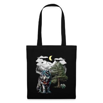 Wolf Wolves Nature Mountains - Tote Bag - black - Front