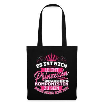 Princesse et compositeur - Musique amusante - Sac en tissu - noir - Devant