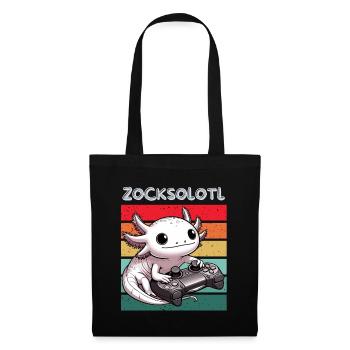 Gamer Axolotl Nerd Rétro Ordinateur Jeu vidéo Drôle - Sac en tissu - noir - Devant