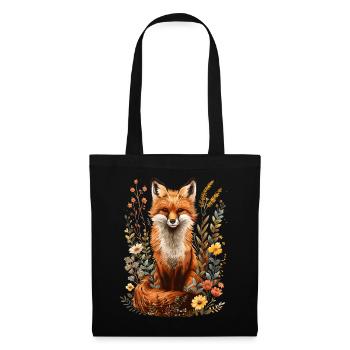 Cottagecore Natur Floral Fuchs - Stoffbeutel - Schwarz - Vorne