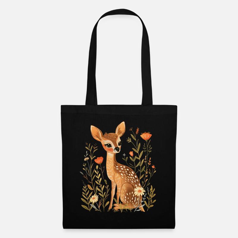 Fleurs Cerf - Sac en tissu - noir