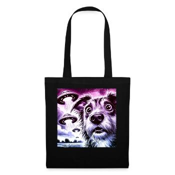 Rencontre avec un chien choqué et une invasion extraterrestre Design - Sac en tissu - noir - Devant