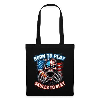 Conception de football crâne avec drapeau américain - Sac en tissu - noir - Devant