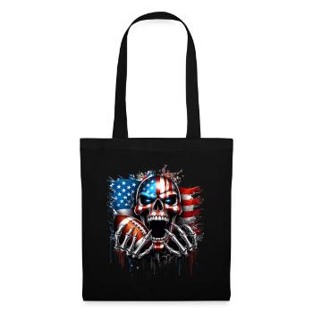 Conception de crâne patriotique football américain - Sac en tissu - noir - Devant