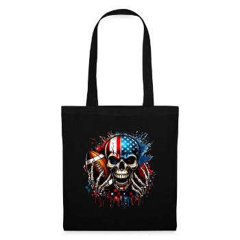Conception de football crâne avec drapeau américain - Sac en tissu - noir - Devant