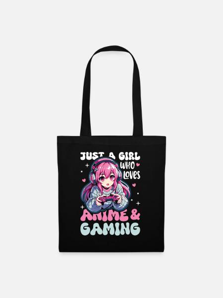Anime Girl Kawaii Gamer Anime Lover - Stoffbeutel - Schwarz