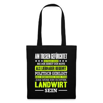 Landwirt Spruch Am Tresen Gefürchtet Traktor Bauer - Stoffbeutel - Schwarz - Vorne