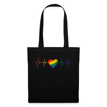 Gender Lesben, Schwule, Trans, Queer Regenbogen - Stoffbeutel - Schwarz - Vorne
