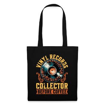 Disques vinyles Musique rétro Amateur de café Collector - Sac en tissu - noir - Devant
