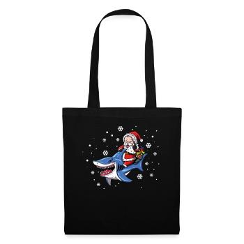 Cadeau de chapeau de Noël du Père Noël Rides Shark - Sac en tissu - noir - Devant