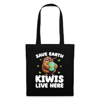 Rettet die Erde Kiwis Vögel leben hier Earth Day - Stoffbeutel - Schwarz - Vorne