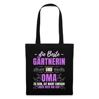 DIE BESTE GÄRTNERIN UND OMA! Lustiges Garten - Stoffbeutel - Schwarz - Vorne