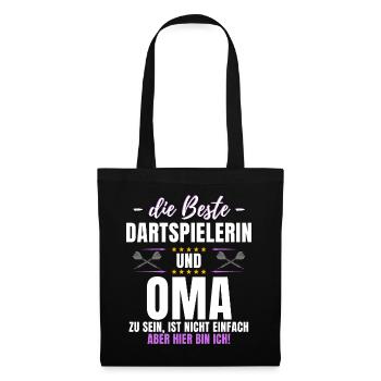 DARTSPIELERIN & OMA! Lustiges Dart Darts - Stoffbeutel - Schwarz - Vorne