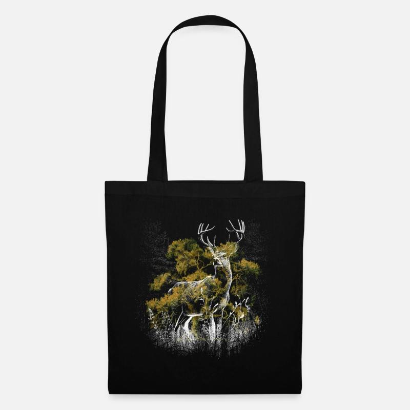 Rehbock Hirsch Hirsche Geweih Natur Wild Reh - Stoffbeutel - Schwarz