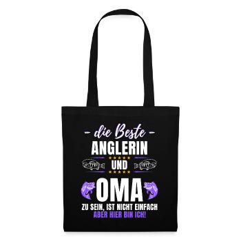 Anglerin Angel Angeln Fischen Fischerin Anglerin - Stoffbeutel - Schwarz - Vorne